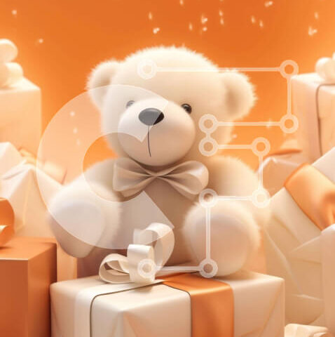 Intra Συλλεκτικό Ξύλινο Παζλ Plywood  4mm - Λευκό αρκουδάκι με κουτιά δώρων και μπαλόνια Σε Ξύλινο Κουτί - Διαστάσεις: 10x10 cm – 25 κομμάτια - Image 1