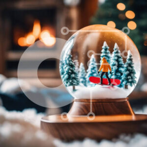 Intra Συλλεκτικό Ξύλινο Παζλ Plywood  4mm - Snow Globe με Snowboarder Σε Ξύλινο Κουτί - Διαστάσεις: 10x10 cm – 25 κομμάτια