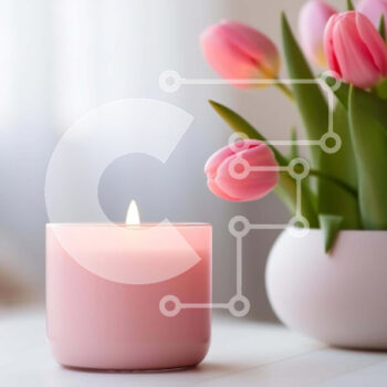 Intra Συλλεκτικό Ξύλινο Παζλ Plywood  4mm - Ροζ κερί και τουλίπες σε ένα τραπέζι Σε Ξύλινο Κουτί - Διαστάσεις Puzzle: 10x10 cm – 25 κομμάτια - Image 1