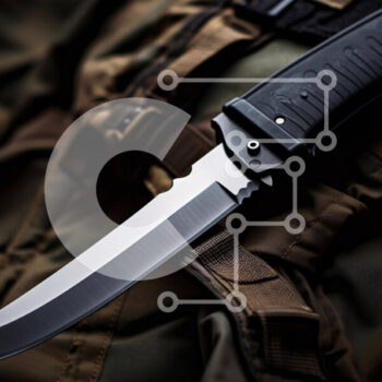 Intra Συλλεκτικό Ξύλινο Παζλ Plywood  4mm - Μαχαίρι σε σακίδιο στρατού Σε Ξύλινο Κουτί - Διαστάσεις Puzzle: 10x10 cm – 25 κομμάτια - Image 1