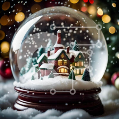 Intra Συλλεκτικό Ξύλινο Παζλ Plywood  4mm - Snow Globe με μινιατούρα χωριό και χριστουγεννιάτικο δέντρο Σε Ξύλινο Κουτί - Διαστάσεις: 10x10 cm – 25 κομμάτια - Image 1