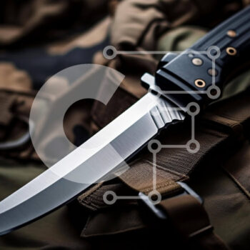 Intra Συλλεκτικό Ξύλινο Παζλ Plywood  4mm - Μαχαίρι σε σακίδιο παραλλαγής στρατού Σε Ξύλινο Κουτί - Διαστάσεις Puzzle: 10x10 cm – 25 κομμάτια - Image 1