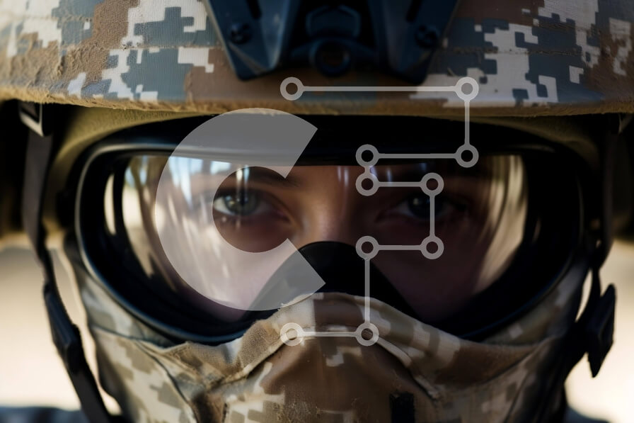 Intra Συλλεκτικό Ξύλινο Παζλ Plywood  4mm - Γυναίκα στρατιώτης με κράνος παραλλαγής και γυαλιά Σε Ξύλινο Κουτί - Διαστάσεις Puzzle: 10x10 cm – 25 κομμάτια