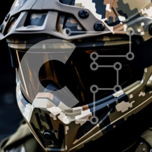 Intra Συλλεκτικό Ξύλινο Παζλ Plywood  4mm - Άνδρας που φορά κράνος παραλλαγής τύπου στρατού και γυαλιά Σε Ξύλινο Κουτί - Διαστάσεις Puzzle: 10x10 cm – 25 κομμάτια