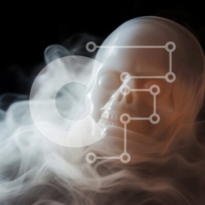 Intra Συλλεκτικό Ξύλινο Παζλ Plywood  4mm - Λευκό κρανίο με καπνό που περιβάλλει Σε Ξύλινο Κουτί - Διαστάσεις Puzzle: 10x10 cm – 25 κομμάτια - Image 1