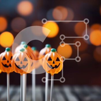 Intra Συλλεκτικό Ξύλινο Παζλ Plywood  4mm - Αποκριάτικα γλειφιτζούρια σε σχήμα κολοκύθας σε ξύλινα ραβδιά Σε Ξύλινο Κουτί - Διαστάσεις Puzzle: 10x10 cm – 25 κομμάτια - Image 1