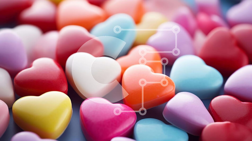 Intra Συλλεκτικό Ξύλινο Παζλ Plywood  4mm - Πολύχρωμες καραμέλες σε σχήμα καρδιάς για τη γιορτή του Αγίου Βαλεντίνου Σε Ξύλινο Κουτί - Διαστάσεις: 10x10 cm – 25 κομμάτια