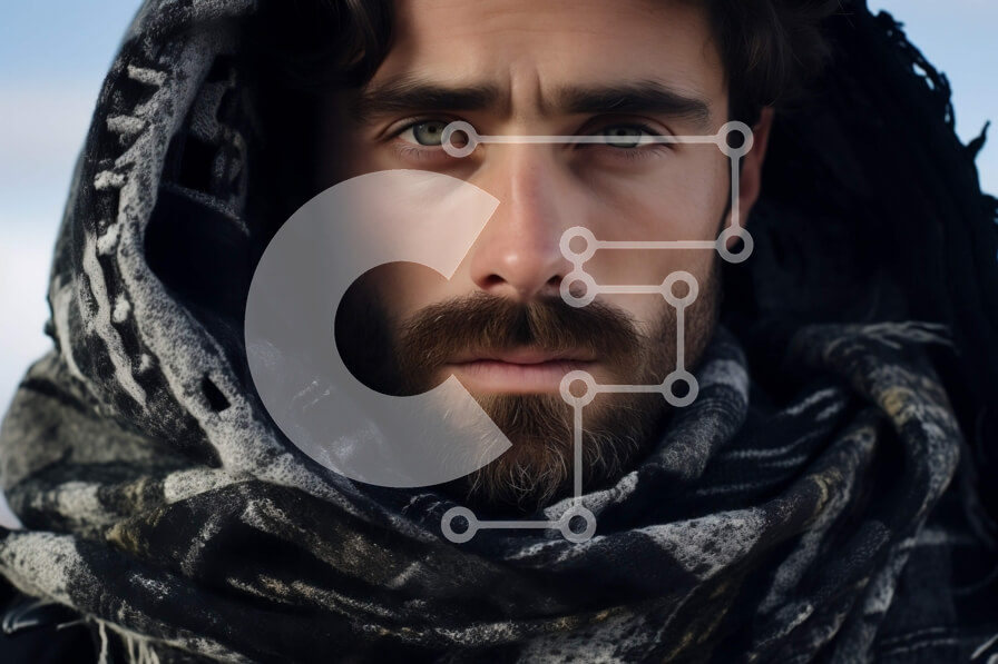 Intra Συλλεκτικό Ξύλινο Παζλ Plywood  4mm - Πορτρέτο ενός σοβαρού άνδρα με γένια και μακριά μαλλιά Σε Ξύλινο Κουτί - Διαστάσεις Puzzle: 10x10 cm – 25 κομμάτια