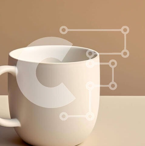 Intra Συλλεκτικό Ξύλινο Παζλ Plywood 4mm - Λευκή κούπα καφέ σε πορτοκαλί τραπέζι Σε Ξύλινο Κουτί - Διαστάσεις: 10x10 cm – 25 κομμάτια - Image 1