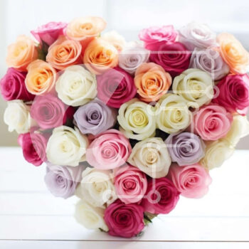 Intra Συλλεκτικό Ξύλινο Παζλ Plywood  4mm - Ροζ διάταξη σε σχήμα καρδιάς μπροστά από ανοιχτό παράθυρο Σε Ξύλινο Κουτί - Διαστάσεις Puzzle: 10x10 cm – 25 κομμάτια - Image 1