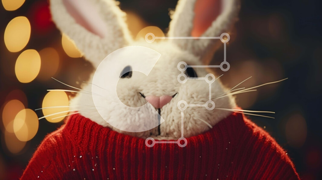 Intra Συλλεκτικό Ξύλινο Παζλ Plywood  4mm - Χαριτωμένο λαγουδάκι με πορτοκαλί πουλόβερ με κόκκινα φώτα Σε Ξύλινο Κουτί - Διαστάσεις: 10x10 cm – 25 κομμάτια