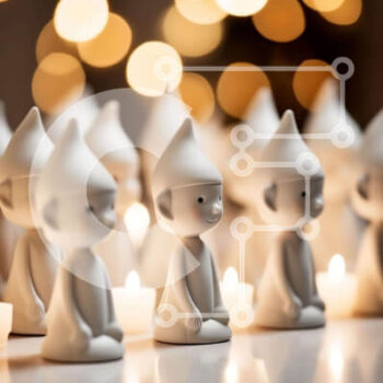 Intra Συλλεκτικό Ξύλινο Παζλ Plywood  4mm - Ομάδα λευκών ειδωλίων Gnome με αναμμένα κεριά Σε Ξύλινο Κουτί - Διαστάσεις Puzzle: 10x10 cm – 25 κομμάτια - Image 1