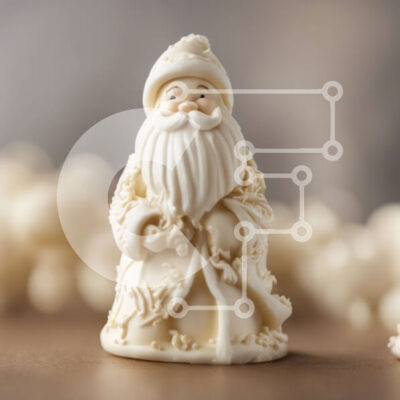 Intra Συλλεκτικό Ξύλινο Παζλ Plywood  4mm - Λευκό ειδώλιο Άγιου Βασίλη με λευκά κομμάτια σοκολάτας Σε Ξύλινο Κουτί - Διαστάσεις: 10x10 cm – 25 κομμάτια - Image 1