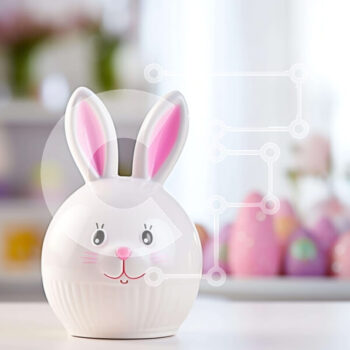 Intra Συλλεκτικό Ξύλινο Παζλ Plywood  4mm - Σκηνή με θέμα το Πάσχα με λευκό λαγουδάκι και πασχαλινά αυγά Σε Ξύλινο Κουτί - Διαστάσεις Puzzle: 10x10 cm – 25 κομμάτια - Image 1