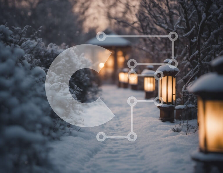 Intra Συλλεκτικό Ξύλινο Παζλ Plywood  4mm - Χιονισμένο μονοπάτι με φανάρια Σε Ξύλινο Κουτί - Διαστάσεις Puzzle: 10x10 cm – 25 κομμάτια