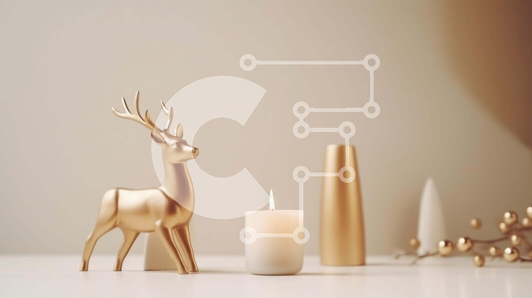 Intra Συλλεκτικό Ξύλινο Παζλ Plywood  4mm - Χρυσό άγαλμα ταράνδου με κεριά και διακοσμήσεις Σε Ξύλινο Κουτί - Διαστάσεις: 10x10 cm – 25 κομμάτια