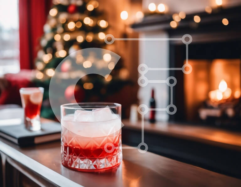 Intra Συλλεκτικό Ξύλινο Παζλ Plywood  4mm - Ποτήρι κόκκινο κρασί με βιβλία και χριστουγεννιάτικο δέντρο Σε Ξύλινο Κουτί - Διαστάσεις Puzzle: 10x10 cm – 25 κομμάτια