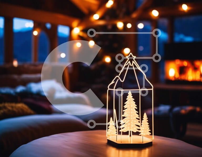 Intra Συλλεκτικό Ξύλινο Παζλ Plywood  4mm - Επιτραπέζιο φανάρι δέντρου για εορταστική διακόσμηση Σε Ξύλινο Κουτί - Διαστάσεις Puzzle: 10x10 cm – 25 κομμάτια