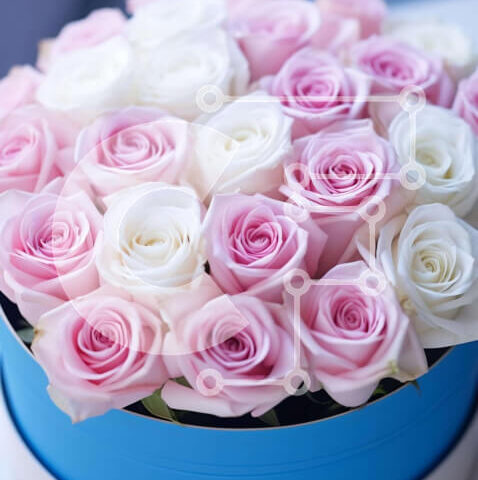 Intra Συλλεκτικό Ξύλινο Παζλ Plywood  4mm - Floral σύνθεση σε μπλε κουτί Σε Ξύλινο Κουτί - Διαστάσεις Puzzle: 10x10 cm – 25 κομμάτια - Image 1