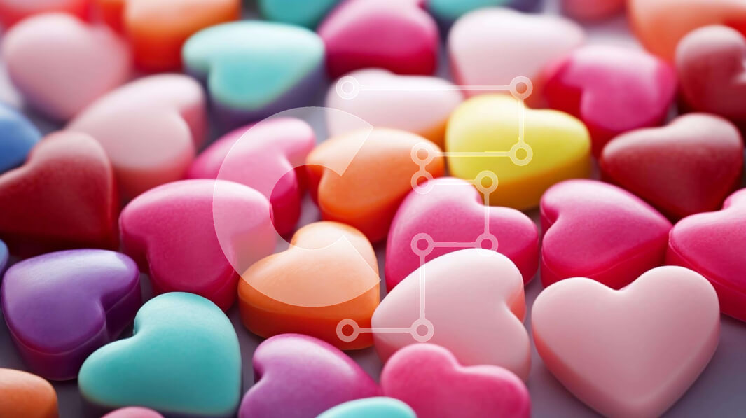 Intra Συλλεκτικό Ξύλινο Παζλ Plywood  4mm - Πολύχρωμες καραμέλες σε σχήμα καρδιάς για την ημέρα του Αγίου Βαλεντίνου και ειδικές περιστάσεις Σε Ξύλινο Κουτί - Διαστάσεις: 10x10 cm – 25 κομμάτια