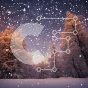 Intra Συλλεκτικό Ξύλινο Παζλ Plywood  4mm - Χιονισμένο δάσος τη νύχτα με πτώση χιονιού Σε Ξύλινο Κουτί - Διαστάσεις: 10x10 cm – 25 κομμάτια