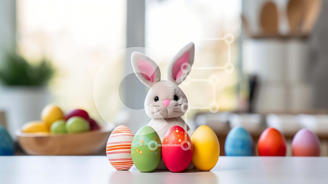 Intra Συλλεκτικό Ξύλινο Παζλ Plywood  4mm - Πασχαλινό λαγουδάκι με πολύχρωμα πασχαλινά αυγά Σε Ξύλινο Κουτί - Διαστάσεις: 10x10 cm – 25 κομμάτια