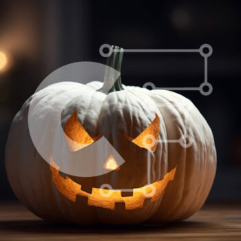 Intra Συλλεκτικό Ξύλινο Παζλ Plywood  4mm - Σκαλιστή και αναμμένη κολοκύθα σε ξύλινο τραπέζι Σε Ξύλινο Κουτί - Διαστάσεις Puzzle: 10x10 cm – 25 κομμάτια - Image 1