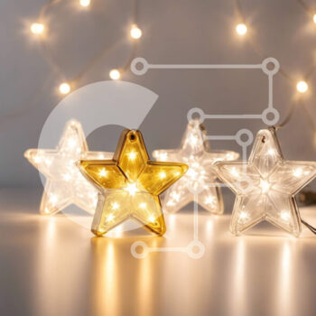 Intra Συλλεκτικό Ξύλινο Παζλ Plywood  4mm - Φώτα σε σχήμα αστεριού σε τραπέζι με φώτα χορδών Σε Ξύλινο Κουτί - Διαστάσεις Puzzle: 10x10 cm – 25 κομμάτια - Image 1