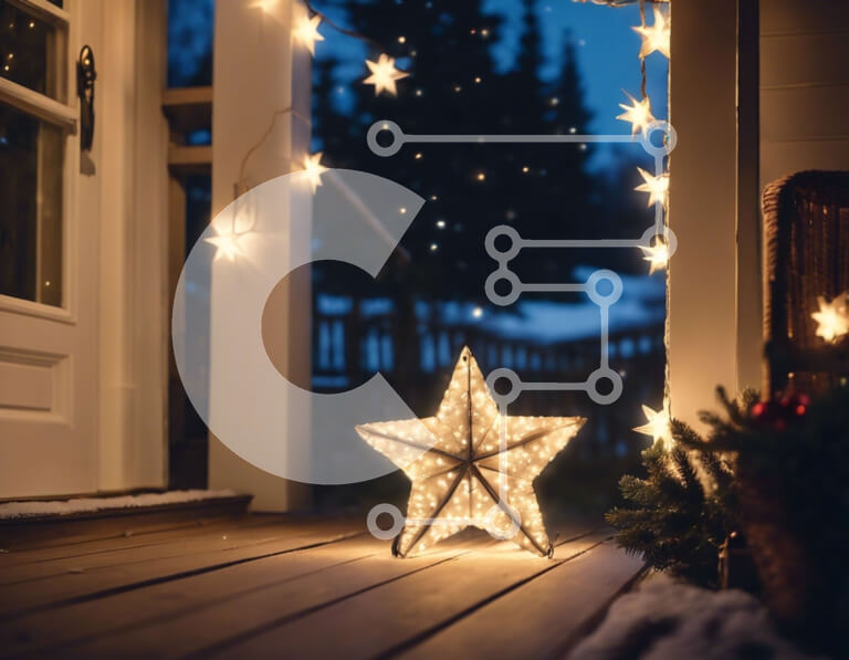 Intra Συλλεκτικό Ξύλινο Παζλ Plywood  4mm - Εορταστική διακόσμηση σε σχήμα αστεριού στην μπροστινή βεράντα Σε Ξύλινο Κουτί - Διαστάσεις: 10x10 cm – 25 κομμάτια