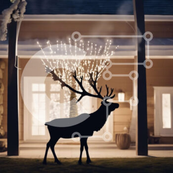 Intra Συλλεκτικό Ξύλινο Παζλ Plywood  4mm - Γιορτινό άγαλμα ελαφιού διακοσμημένο με φώτα Σε Ξύλινο Κουτί - Διαστάσεις Puzzle: 10x10 cm – 25 κομμάτια - Image 1