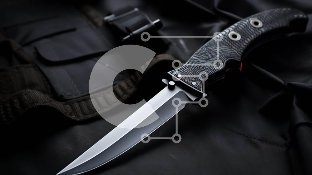 Intra Συλλεκτικό Ξύλινο Παζλ Plywood  4mm - Αιχμηρό μαχαίρι σε μαύρο φόντο Σε Ξύλινο Κουτί - Διαστάσεις: 10x10 cm – 25 κομμάτια