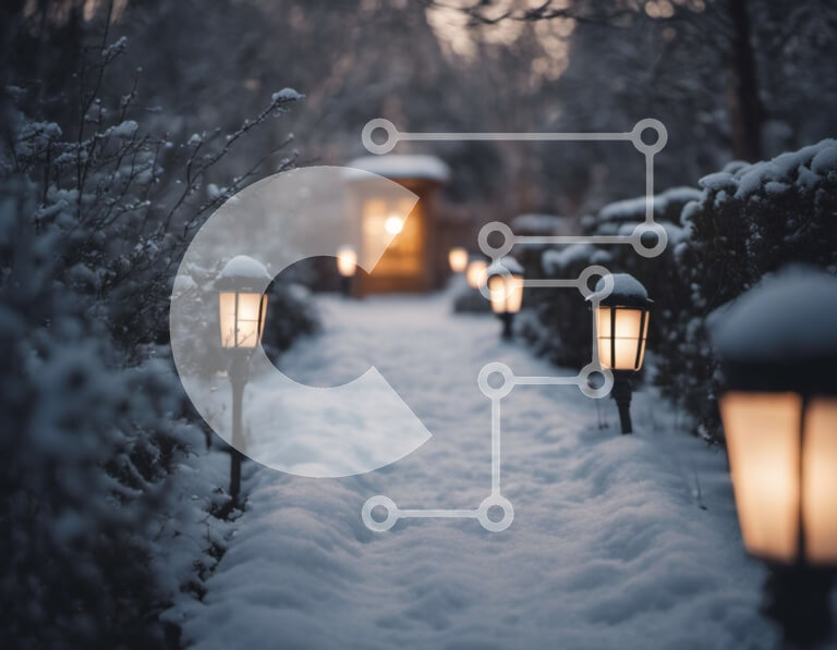 Intra Συλλεκτικό Ξύλινο Παζλ Plywood  4mm - Χιονισμένο μονοπάτι με φωτισμένους φανοστάτες Σε Ξύλινο Κουτί - Διαστάσεις Puzzle: 10x10 cm – 25 κομμάτια