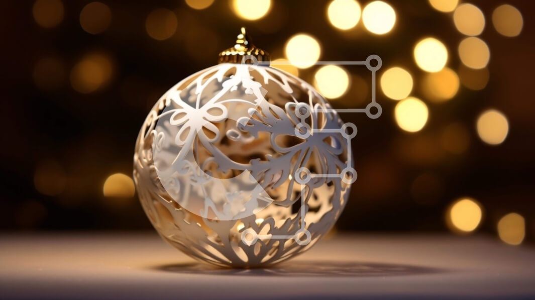 Intra Συλλεκτικό Ξύλινο Παζλ Plywood  4mm - Λευκό στολίδι με περίπλοκο σχέδιο για εορταστική διακόσμηση Σε Ξύλινο Κουτί - Διαστάσεις: 10x10 cm – 25 κομμάτια