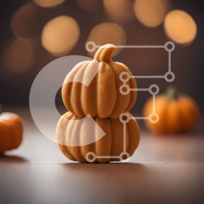 Intra Συλλεκτικό Ξύλινο Παζλ Plywood  4mm - Στοιβαγμένες κολοκύθες και μπισκότα κολοκύθας σε ένα ξύλινο τραπέζι Σε Ξύλινο Κουτί - Διαστάσεις Puzzle: 10x10 cm – 25 κομμάτια - Image 1