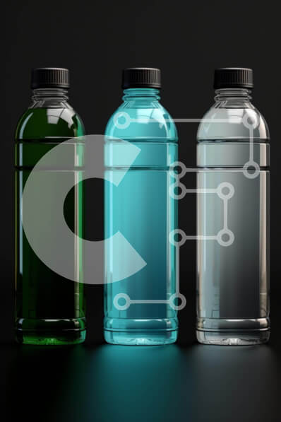 Intra Συλλεκτικό Ξύλινο Παζλ Plywood  4mm - Πολύχρωμα πλαστικά μπουκάλια σε μαύρο φόντο Σε Ξύλινο Κουτί - Διαστάσεις: 10x10 cm – 25 κομμάτια