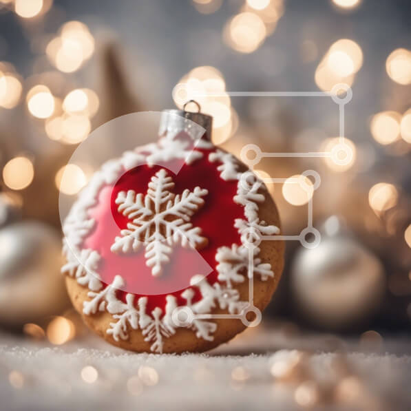 Intra Συλλεκτικό Ξύλινο Παζλ Plywood  4mm - Κόκκινο και λευκό χριστουγεννιάτικο στολίδι με πολύχρωμες χριστουγεννιάτικες μπάλες Σε Ξύλινο Κουτί - Διαστάσεις: 10x10 cm – 25 κομμάτια