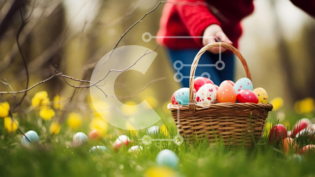 Intra Συλλεκτικό Ξύλινο Παζλ Plywood  4mm - Άτομο που κρατά το Πασχαλινό καλάθι με τα πολύχρωμα αυγά Σε Ξύλινο Κουτί - Διαστάσεις: 10x10 cm – 25 κομμάτια