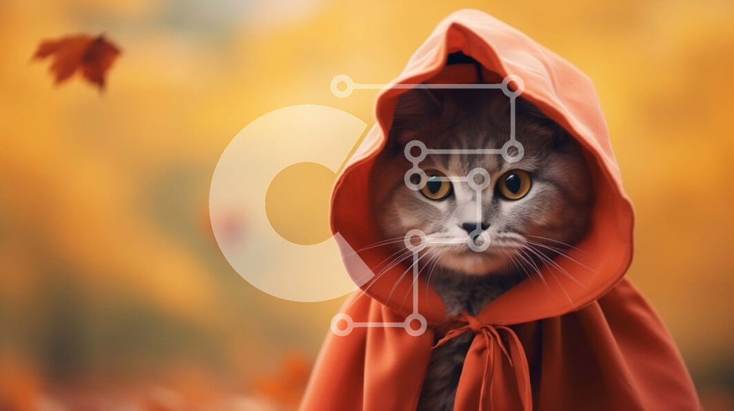 Intra Συλλεκτικό Ξύλινο Παζλ Plywood  4mm - Περίεργη γάτα που φορά πορτοκαλί μανδύα με κουκούλα Σε Ξύλινο Κουτί - Διαστάσεις: 10x10 cm – 25 κομμάτια