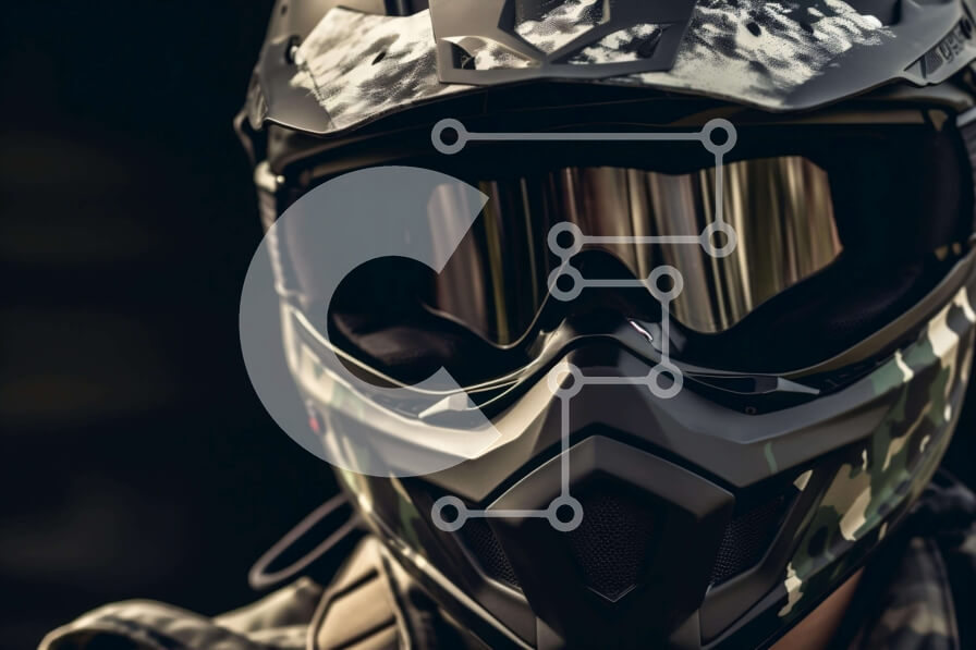 Intra Συλλεκτικό Ξύλινο Παζλ Plywood  4mm - Άτομο που φορά κράνος και γυαλιά τύπου στρατού Σε Ξύλινο Κουτί - Διαστάσεις Puzzle: 10x10 cm – 25 κομμάτια