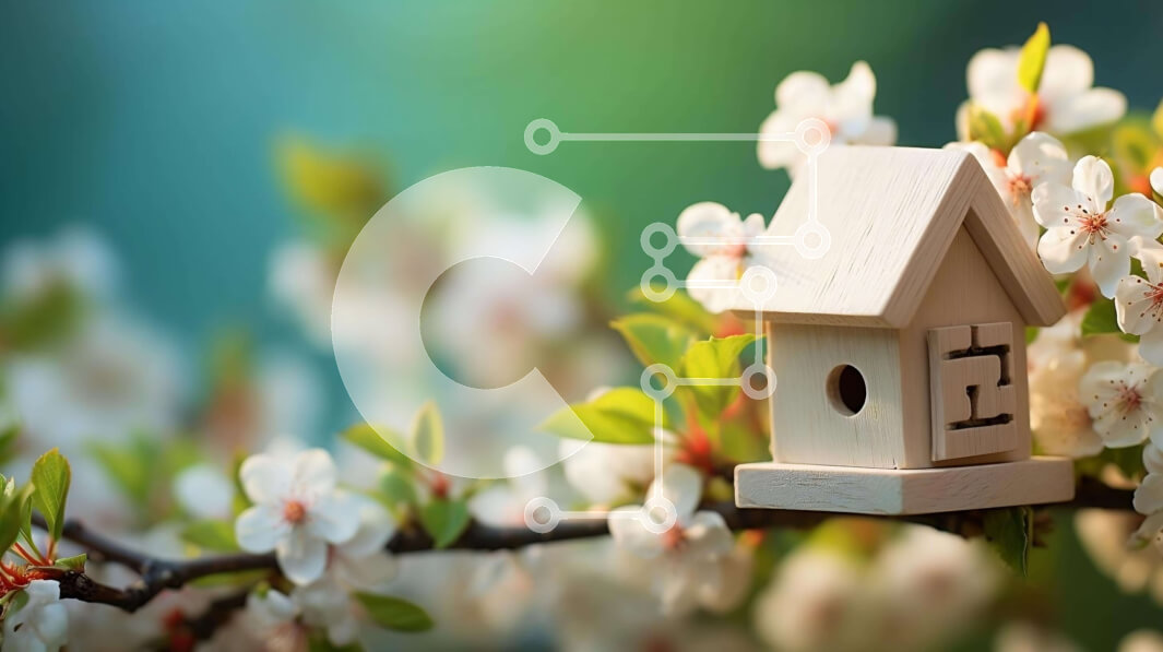 Intra Συλλεκτικό Ξύλινο Παζλ Plywood  4mm - Μικρό Birdhouse σε κλαδί μηλιάς με λευκά άνθη Σε Ξύλινο Κουτί - Διαστάσεις: 10x10 cm – 25 κομμάτια