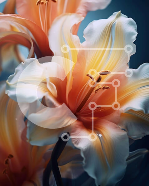 Intra Συλλεκτικό Ξύλινο Παζλ Plywood  4mm - Κοντινό πλάνο ανθισμένα πορτοκαλί και λευκά λουλούδια με σταγόνα νερού Σε Ξύλινο Κουτί - Διαστάσεις: 10x10 cm – 25 κομμάτια