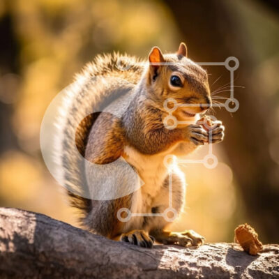 Intra Συλλεκτικό Ξύλινο Παζλ Plywood  4mm - Χαριτωμένη εικόνα ενός σκίουρου που απολαμβάνει ένα καρύδι σε ένα δέντρο Σε Ξύλινο Κουτί - Διαστάσεις: 10x10 cm – 25 κομμάτια - Image 1