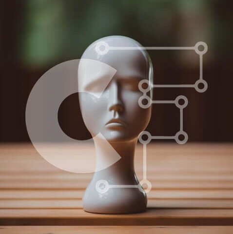 Intra Συλλεκτικό Ξύλινο Παζλ Plywood  4mm - Λευκό κεφάλι μανεκέν σε ξύλινο τραπέζι με δέντρα στο φόντο Σε Ξύλινο Κουτί - Διαστάσεις: 10x10 cm – 25 κομμάτια - Image 1