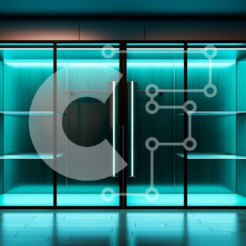 Intra Συλλεκτικό Ξύλινο Παζλ Plywood  4mm - Μπλε νέον Φωτιζόμενο δωμάτιο με γυάλινες πόρτες Σε Ξύλινο Κουτί - Διαστάσεις Puzzle: 10x10 cm – 25 κομμάτια - Image 1