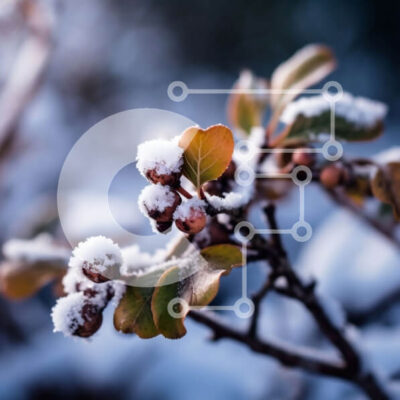 Intra Συλλεκτικό Ξύλινο Παζλ Plywood  4mm - Όμορφη κινηματογράφηση σε πρώτο πλάνο από χιονισμένα μούρα σε ένα κλαδί Σε Ξύλινο Κουτί - Διαστάσεις: 10x10 cm – 25 κομμάτια - Image 1