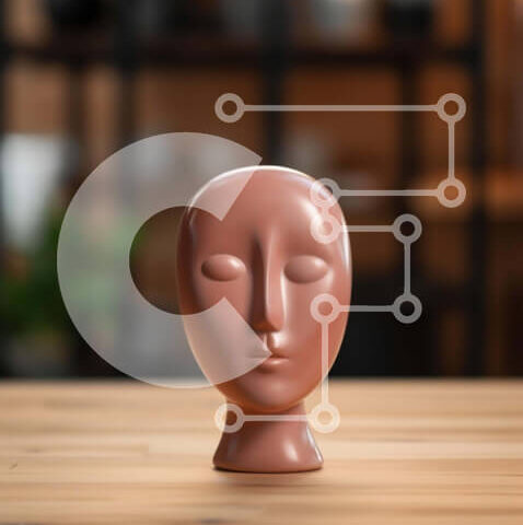 Intra Συλλεκτικό Ξύλινο Παζλ Plywood  4mm - Κεραμικό γλυπτό κεφαλής σε ξύλινο τραπέζι Σε Ξύλινο Κουτί - Διαστάσεις Puzzle: 10x10 cm – 25 κομμάτια - Image 1