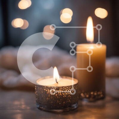 Intra Συλλεκτικό Ξύλινο Παζλ Plywood  4mm - Αναμμένα και άσβημα κεριά στο τραπέζι με φώτα Bokeh Σε Ξύλινο Κουτί - Διαστάσεις Puzzle: 10x10 cm – 25 κομμάτια - Image 1