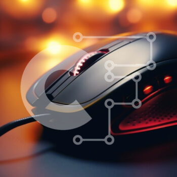 Intra Συλλεκτικό Ξύλινο Παζλ Plywood  4mm - Μαύρο και κόκκινο φωτιζόμενο ποντίκι υπολογιστή Σε Ξύλινο Κουτί - Διαστάσεις Puzzle: 10x10 cm – 25 κομμάτια - Image 1