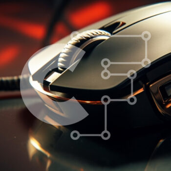 Intra Συλλεκτικό Ξύλινο Παζλ Plywood  4mm - Μαύρο ποντίκι υπολογιστή σε πορτοκαλί επιφάνεια Σε Ξύλινο Κουτί - Διαστάσεις Puzzle: 10x10 cm – 25 κομμάτια - Image 1