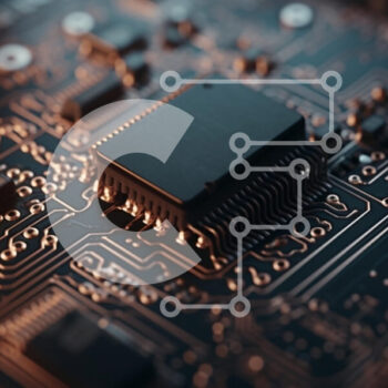 Intra Συλλεκτικό Ξύλινο Παζλ Plywood  4mm - Κοντινό πλάνο της πλακέτας ηλεκτρονικών κυκλωμάτων με μικροτσίπ και ημιαγωγούς Σε Ξύλινο Κουτί - Διαστάσεις Puzzle: 10x10 cm – 25 κομμάτια - Image 1